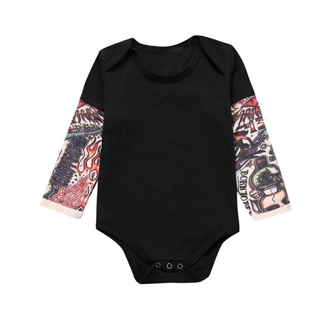 Newborn Baby Tattoo Long Sleeve Onesie